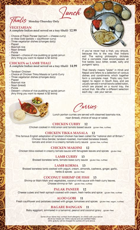 shalimar catering menu